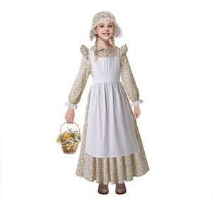 Floral Kids pioneer Costume with White Apron